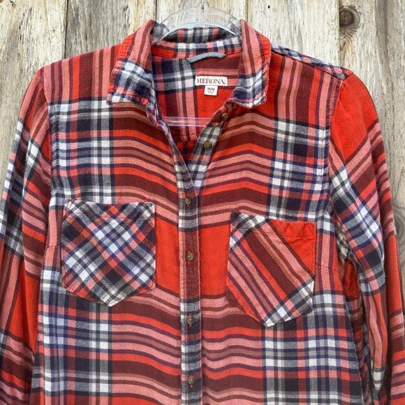 Merona Plaid Long Sleeve Button Down Shirt Medium - Picture 2 of 5